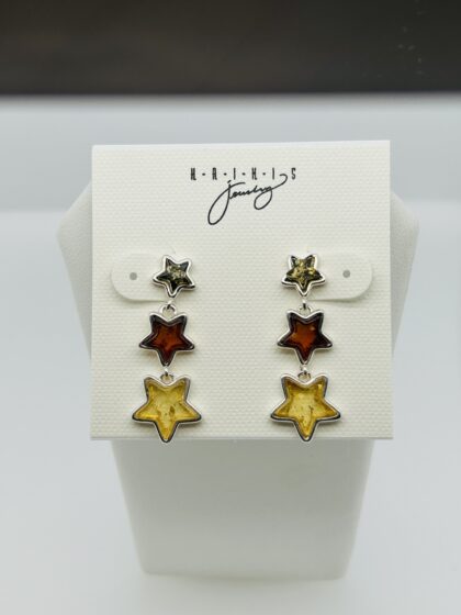 Star amber earrings