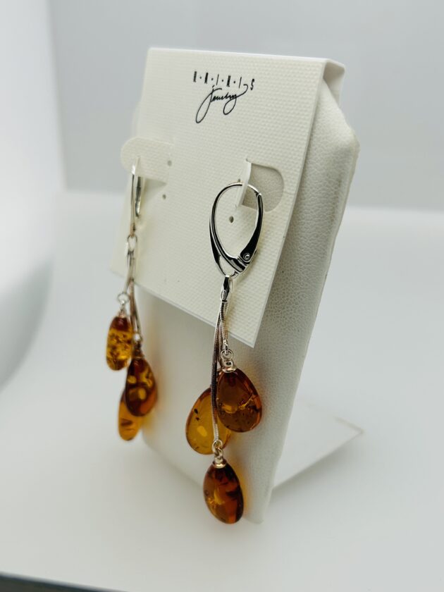 Cognac Baltic amber earrings