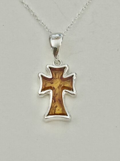 Silver rimmed amber cross